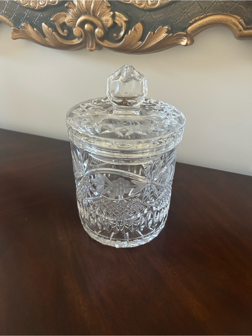 Vintage Crystal Glass Candy Ice Cookie Jar